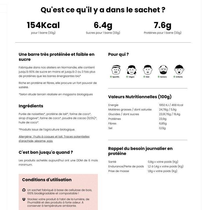 Barre protéinée Cacao | 33 g