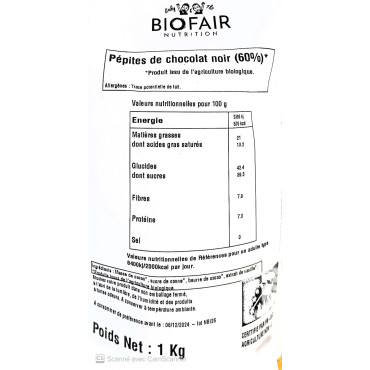Pépites de chocolat noir 60% - 1kg