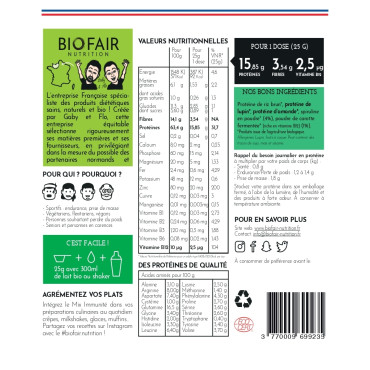 Fiche information Protéine végan Mix Immunité