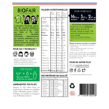 Fiche information Protéine végan Mix Détox
